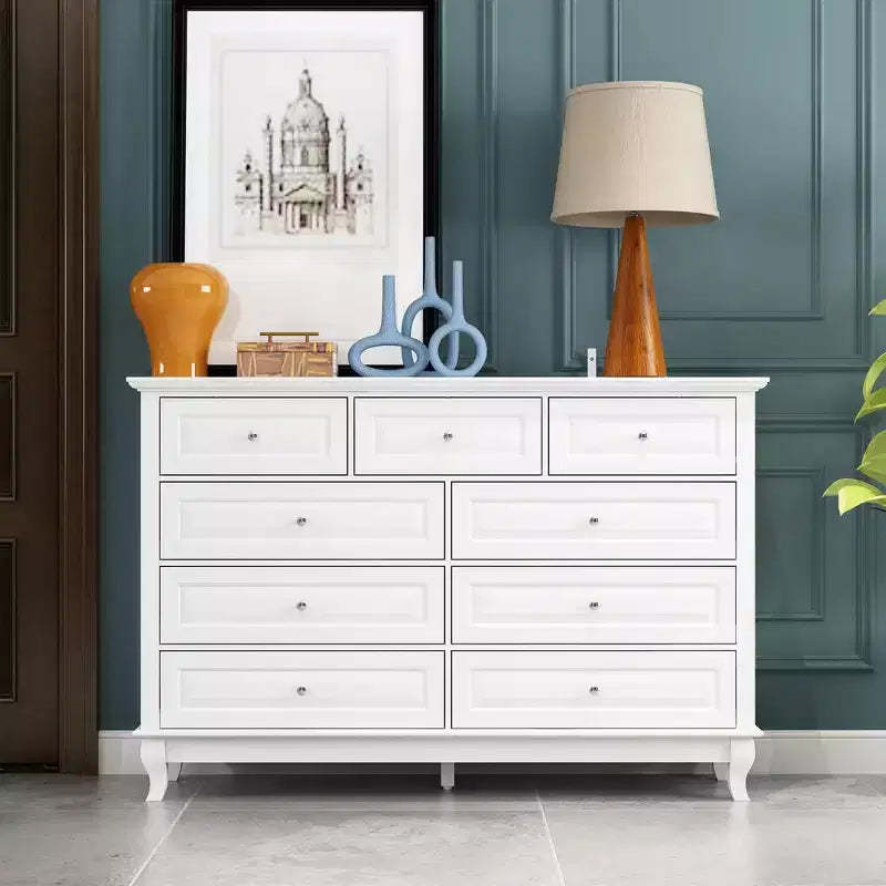 Famapy 9 Drawer Dresser Classic Style Metal Button Handles 5 Support Legs