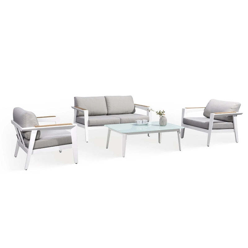 Island Retreat Newport 4-Piece Patio Furniture Conversation Set - Gray