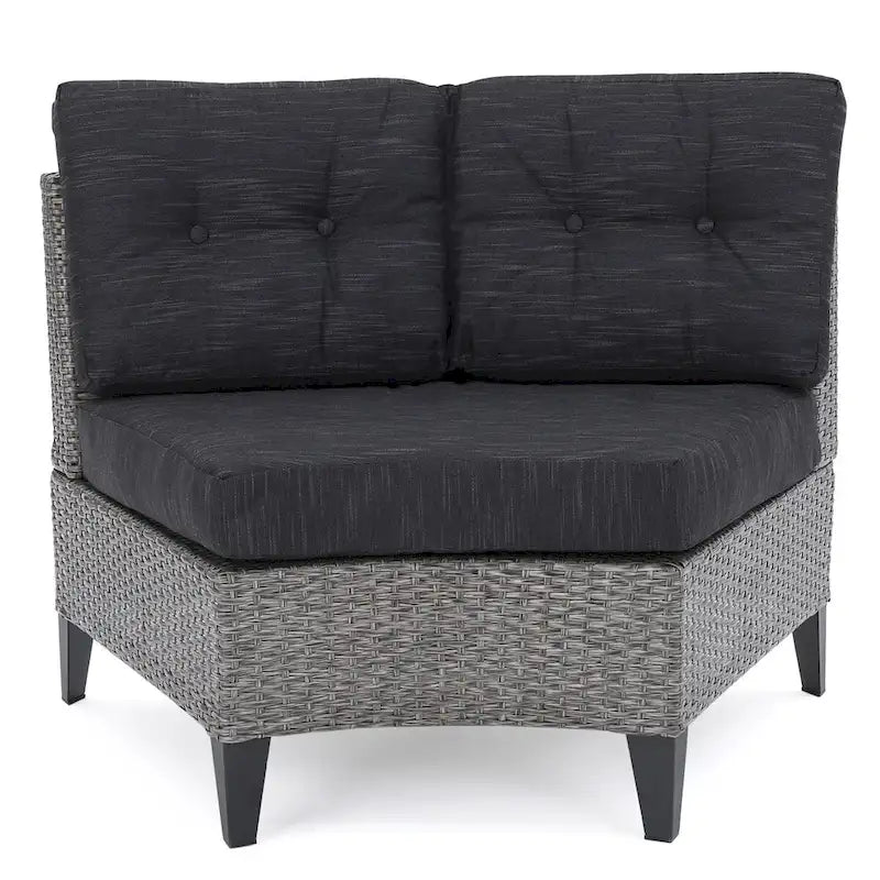 Navagio Outdoor Wicker Curved Single Sofa Chair (Set of 2) with Cushions by Christopher Knight Home
