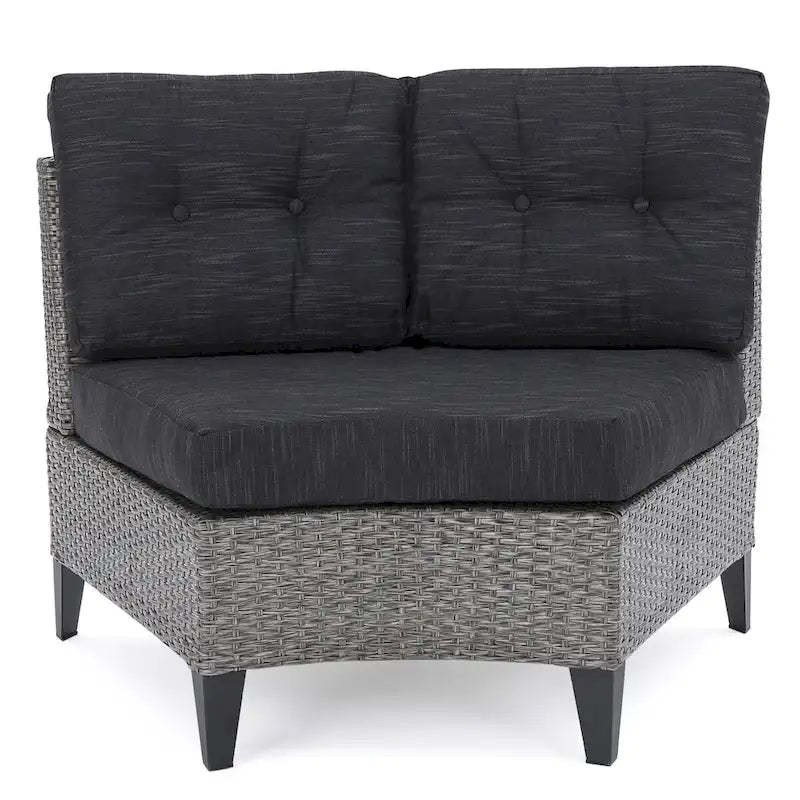 Navagio Outdoor Wicker Curved Single Sofa Chair (Set of 2) with Cushions by Christopher Knight Home