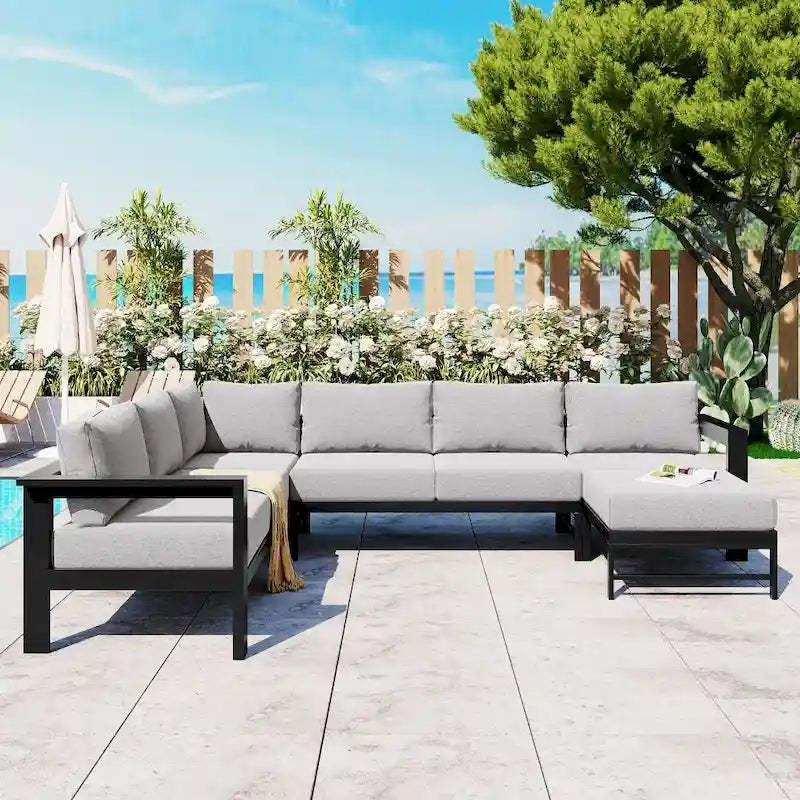 U-Shaped Multi-Person Outdoor Sofa Set, Suitable for Gardens