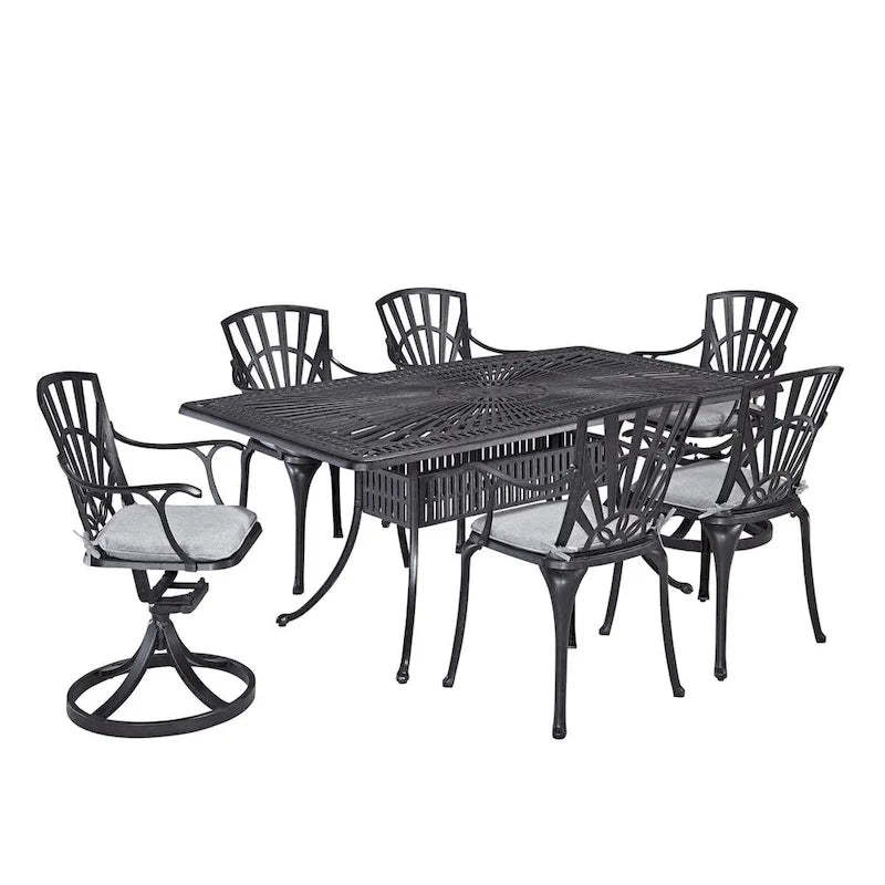 Grenada Charcoal Aluminum 7 Piece Outdoor Dining Set - 72 x 29 x 42