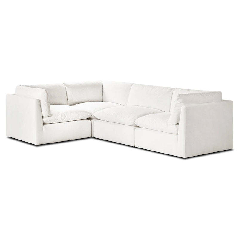Poly and Bark 4-Seat Davos Modular L-Sectional in Cotton White