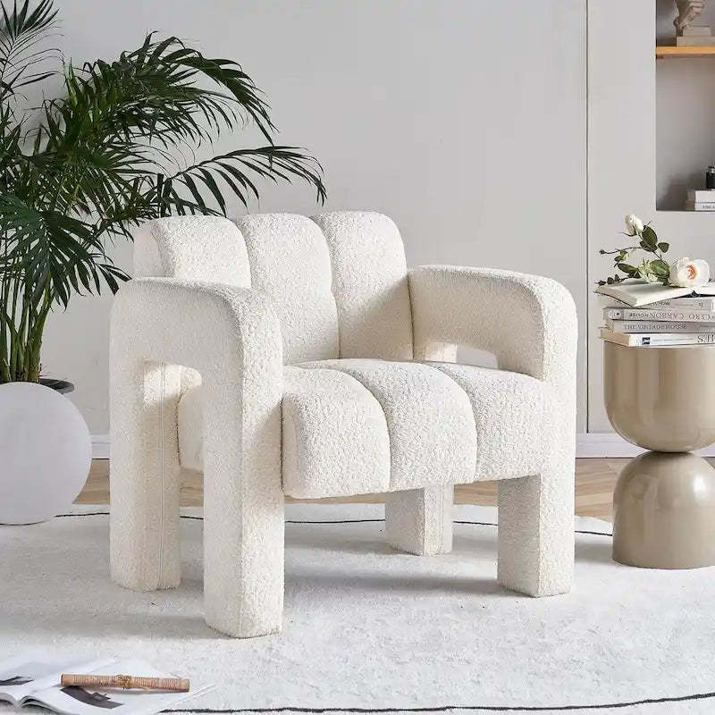 31.10 Wide Boucle Upholstered Accent Chair for Living Room