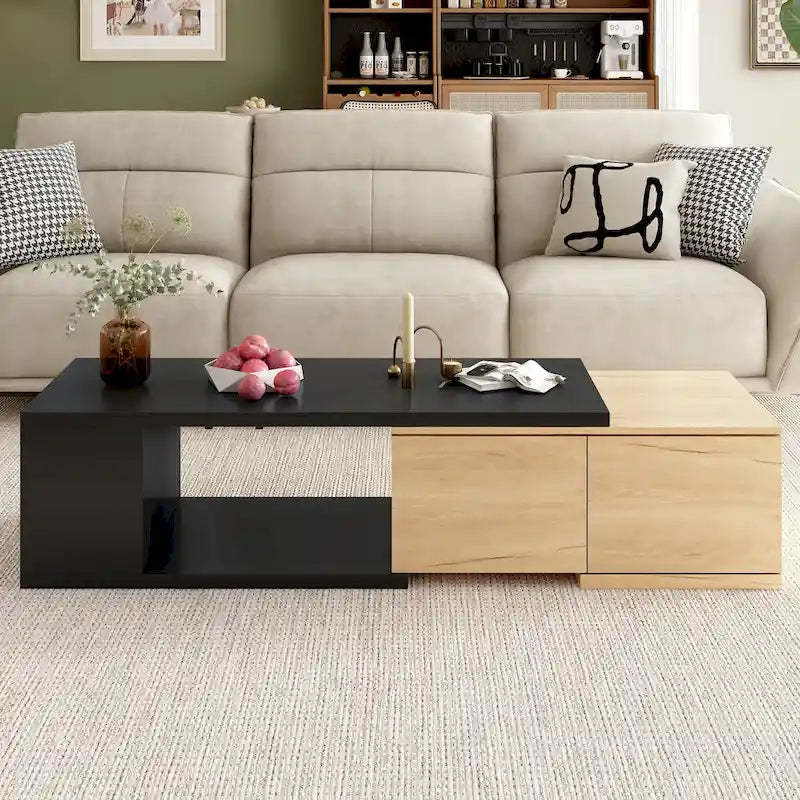 Extendable Coffee Table with 2 Storage Drawers