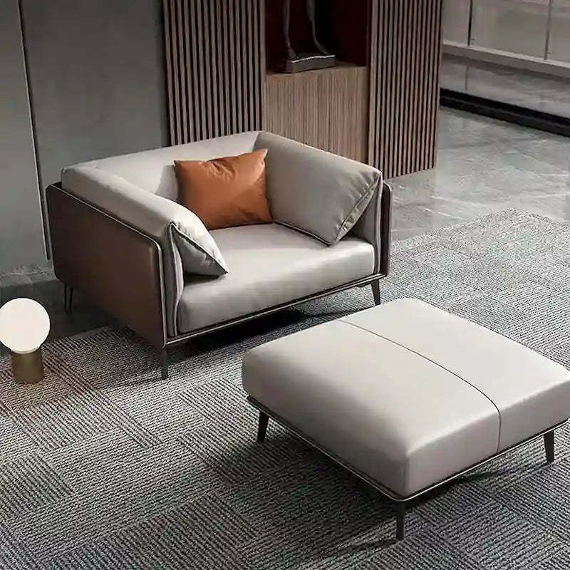 Faux Leather Pillow Top Arm Sofa with Reversible Cushions - one seat