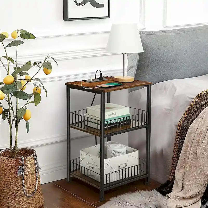 3 Tier Side Table with Charging Station