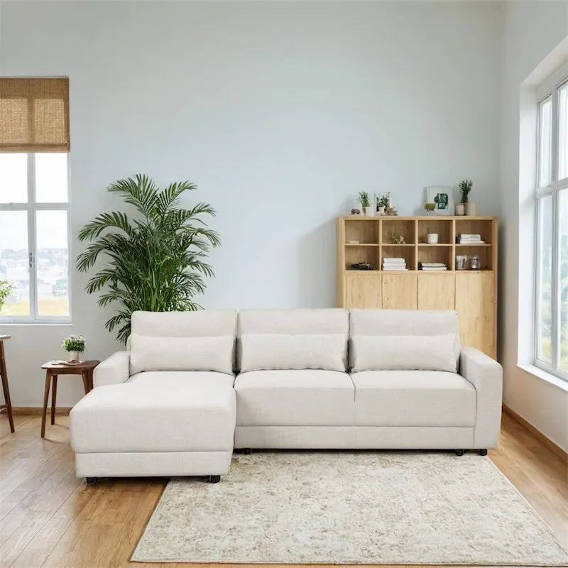 L-shaped Modular Sectional Sofa w/Removable Back Cushions & 3 Pillows
