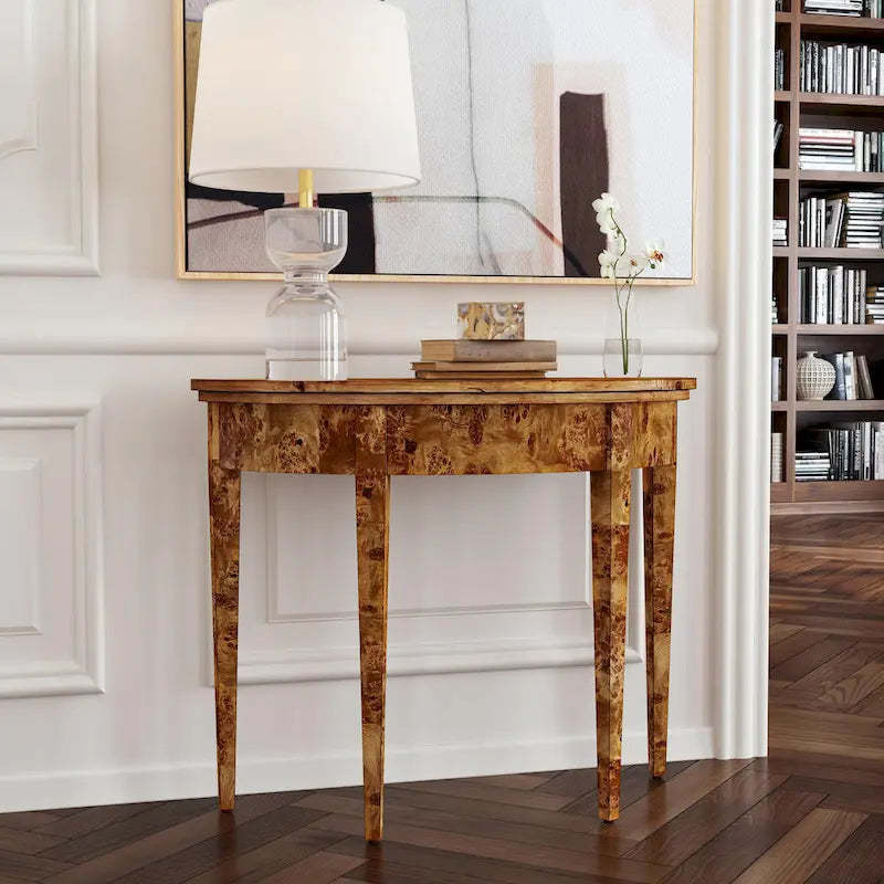 Hampton Demilune Burl 36 Console Table