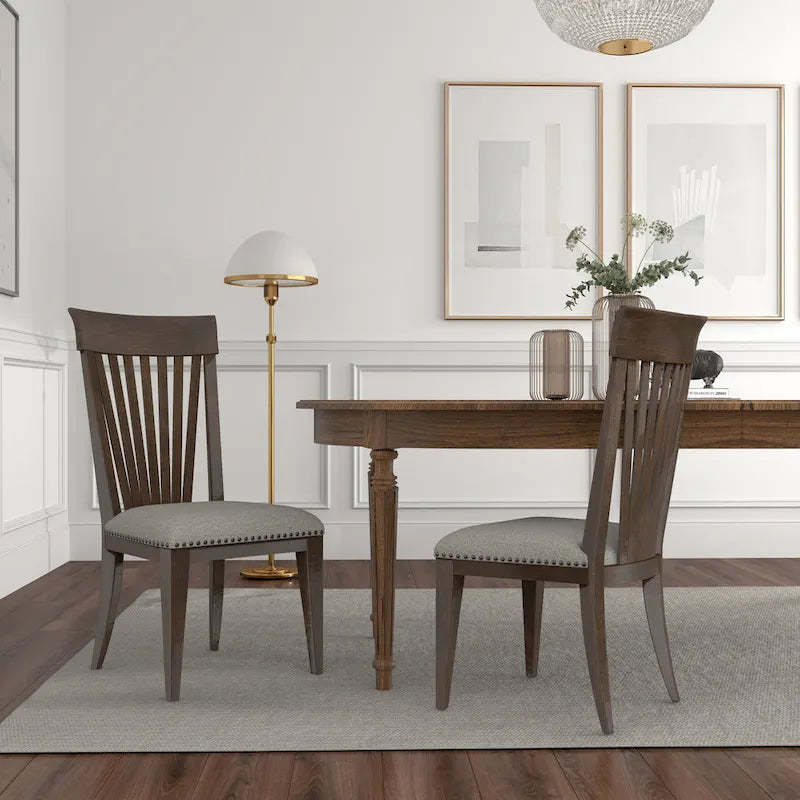 Roundhill Furniture Grant Nailhead Trim Dining Chairs, Set of 2, Beige