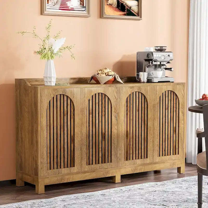 Sideboard Buffet Cabinet, 57 Farmhouse Storage Cabinet with Doors and Adjustable Shelf