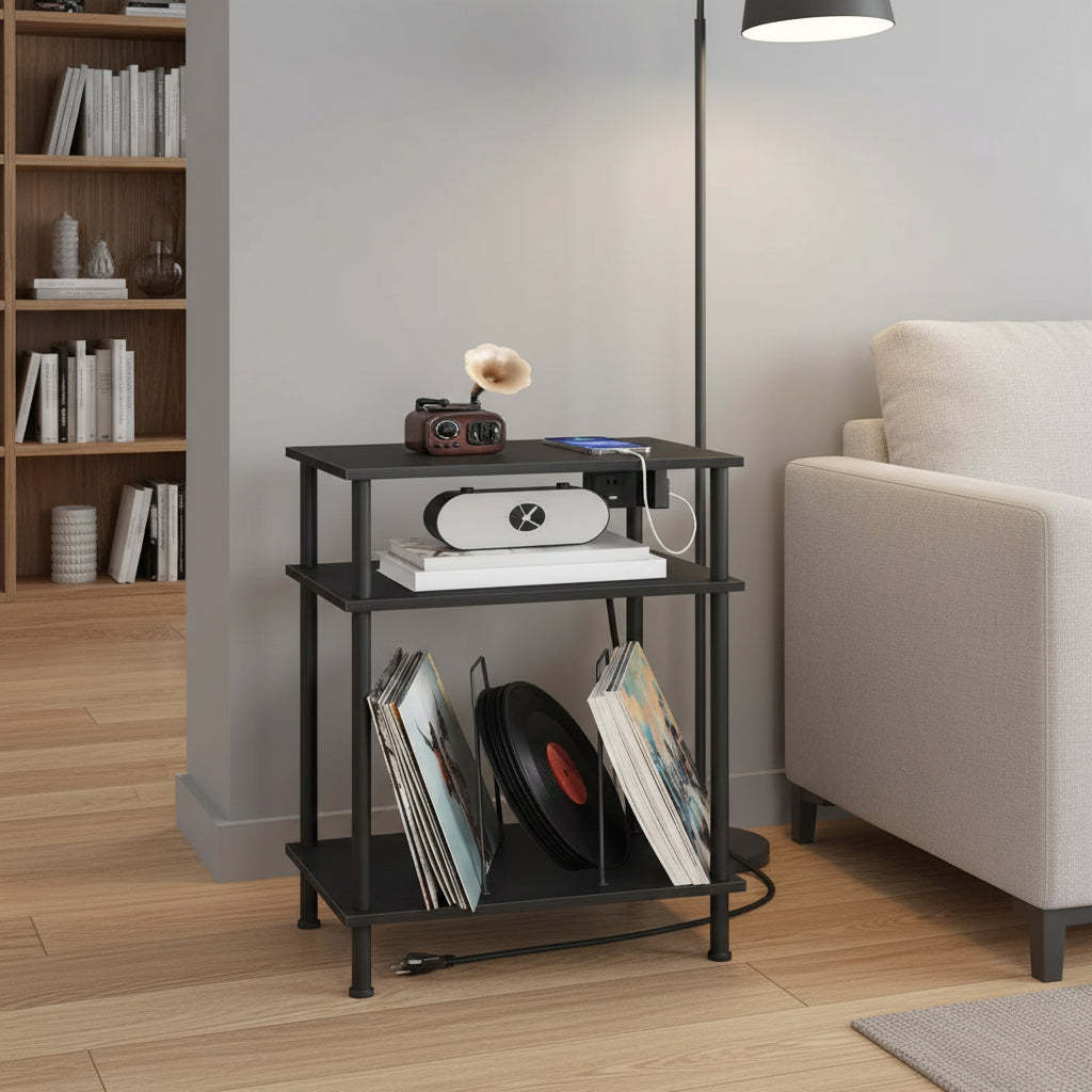 3 Tier Record Player Stand - 15.7L x 11.8W x 29.1H