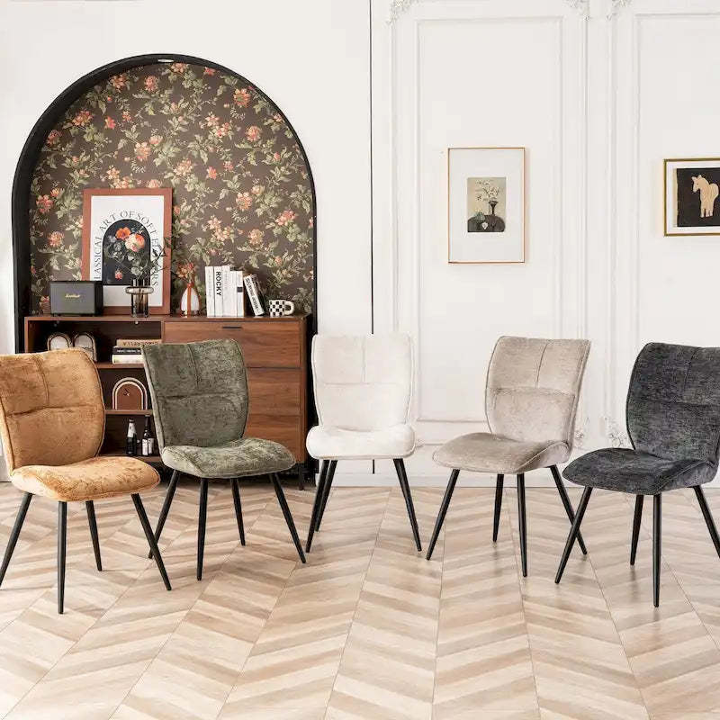 Fabric Upholstered High Back Dining Chairs Set of 2