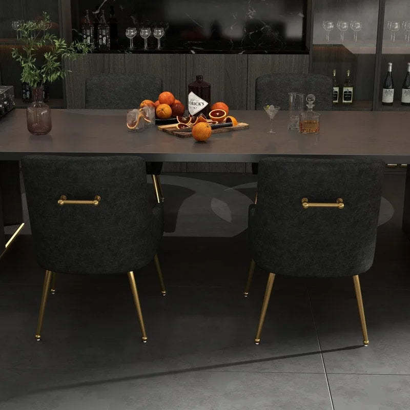 SEYNAR Modern Glam PU Leather Dining Chair or Vanity Chair Set of 4 with Rear Handle