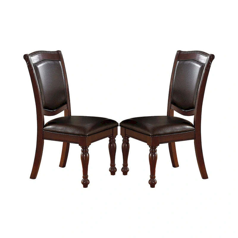 PU Upholstered Dining Chair, Dark Brown(Set of 2)