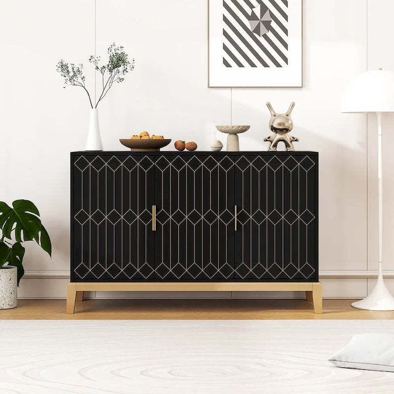 3 Door Storage Cabinet ,Sideboard Buffet Cabinet With Adjustable Shelf