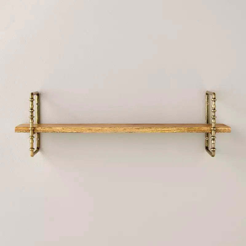 Turned Brass and Wood Wall Shelf - Hearth & Hand with Magnolia