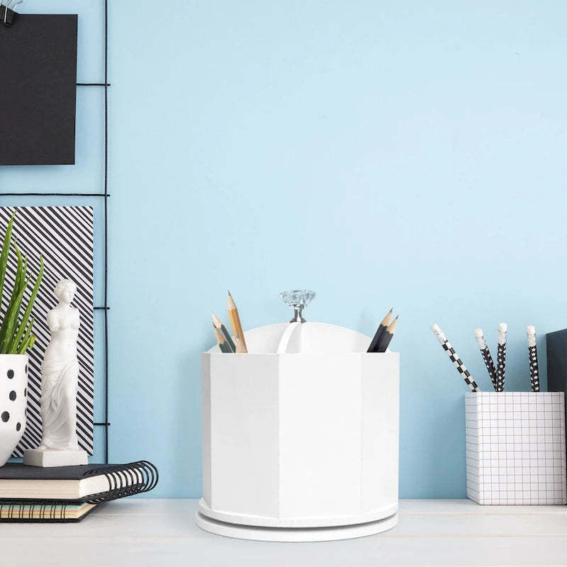 American Art Decor Swiveling Stationery Organizer - White
