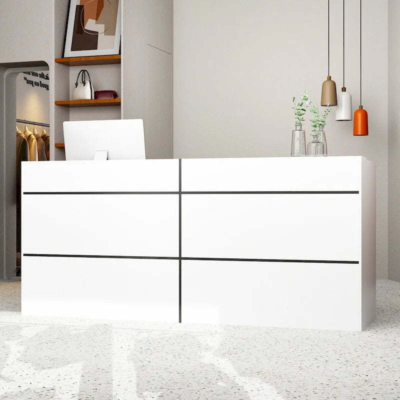 Reception Desk with Counter, Modern Front Desk Reception Room Table