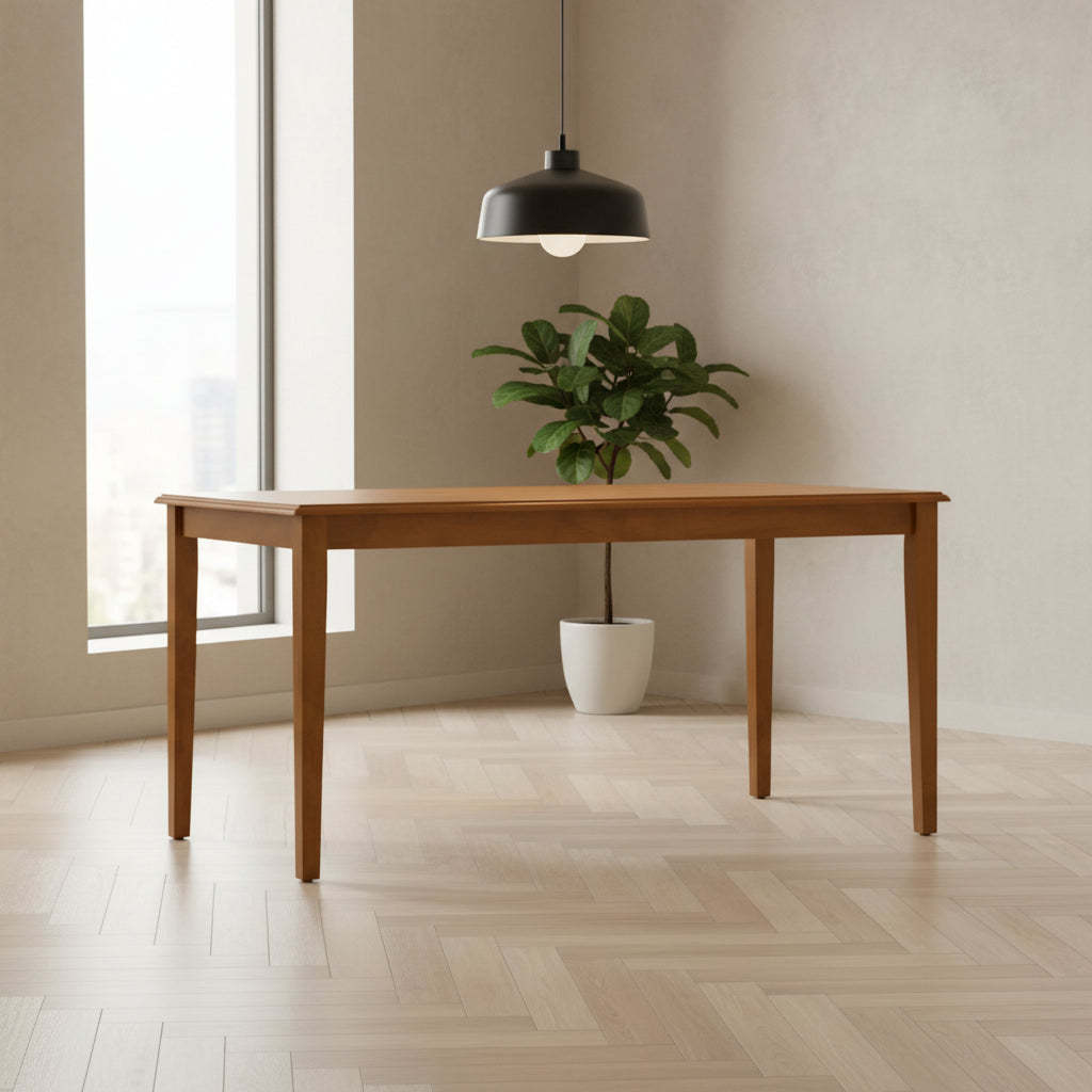 Nova 60 Inch Rectangular Dining Table, Tapered Legs, Rich Walnut Brown