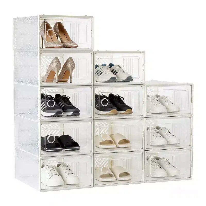 VUSIGN 12pk Stackable Shoe Box Storage