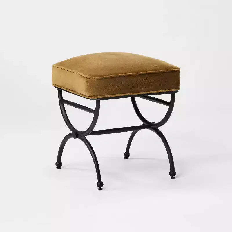 Upholstered Ottoman With Metal Legs- Threshold designed with Studio McGee