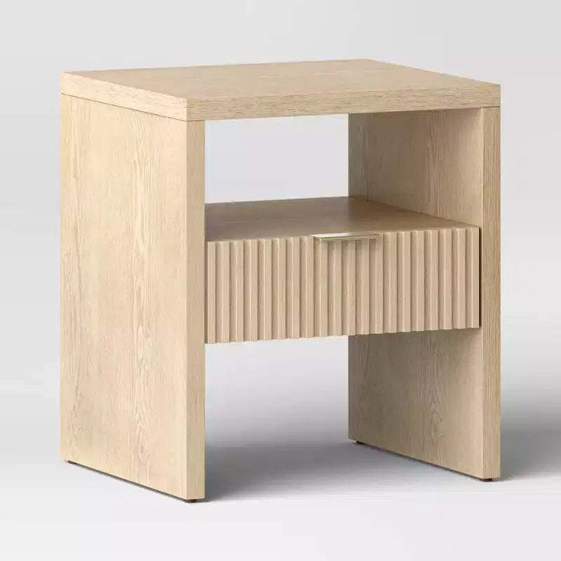 Groove Dowel Accent Table with Shelf Natural Wood - Threshold