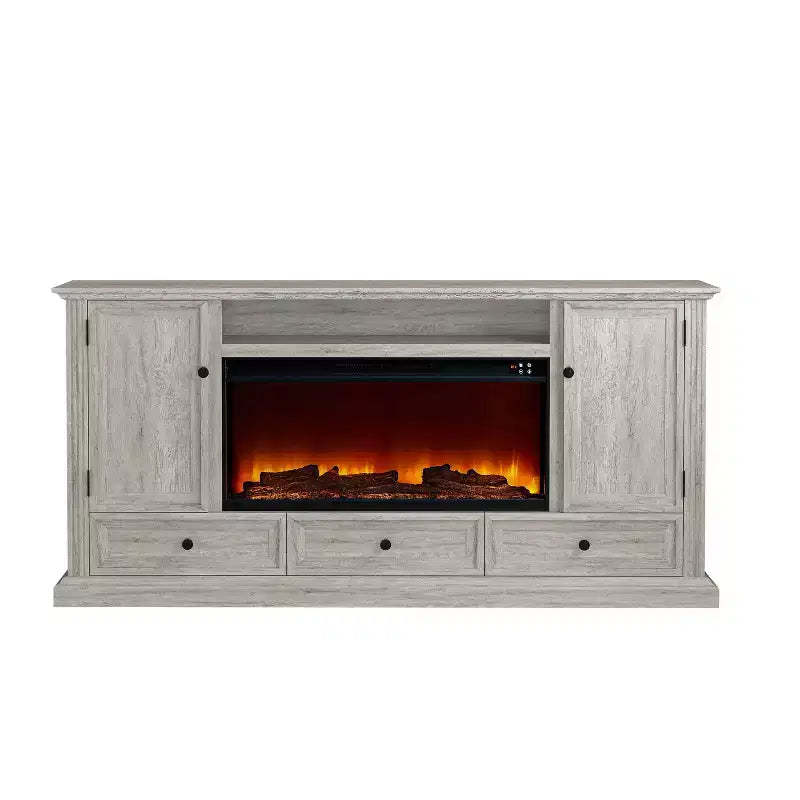 Vintage TV Stand for TVs up to 70" with Electric Fireplace - Festivo