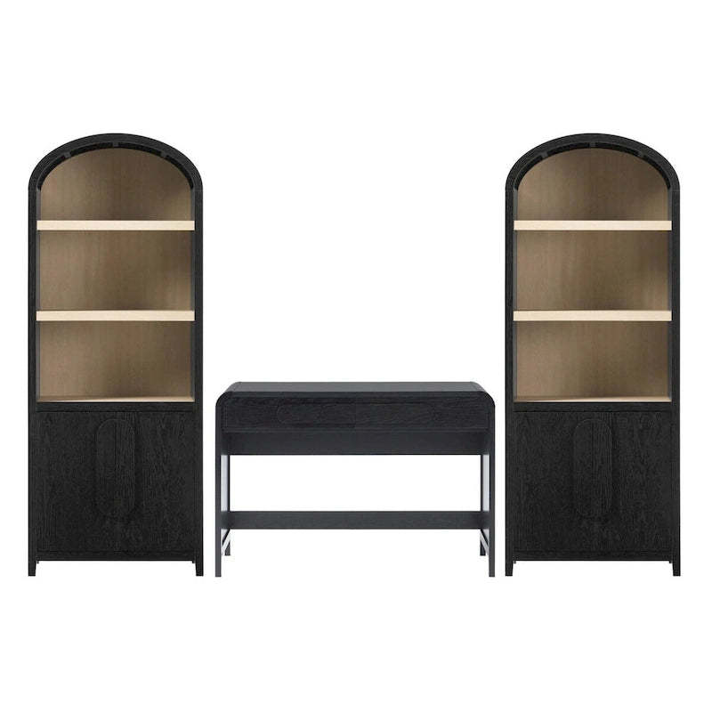Middlebrook 3-Piece Set Writing Desk with 2 Cabinet Bookcases