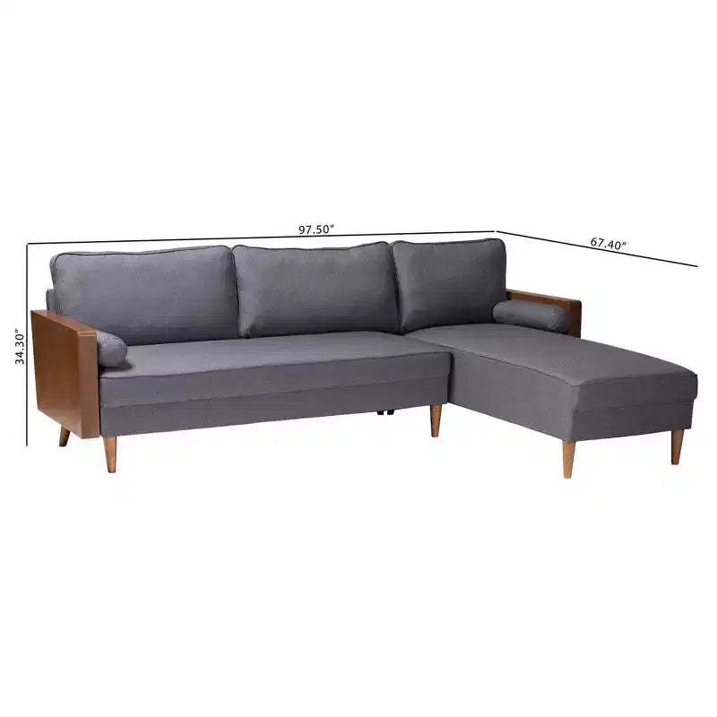 Baxton Studio Harleson Fabric and Wood Right Facing Sectional Sofa