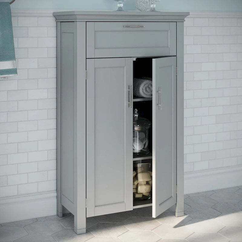 RiverRidge Somerset Two-Door Bathroom and Laundry Storage Cabinet with Drawer and Adjustable Shelf - Gray - N/A