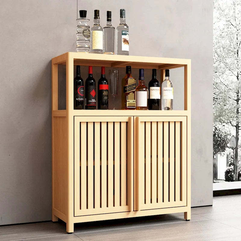 32 Tall Wood 2-door Bathroom Cabinet in Neutral with Interior Shelf