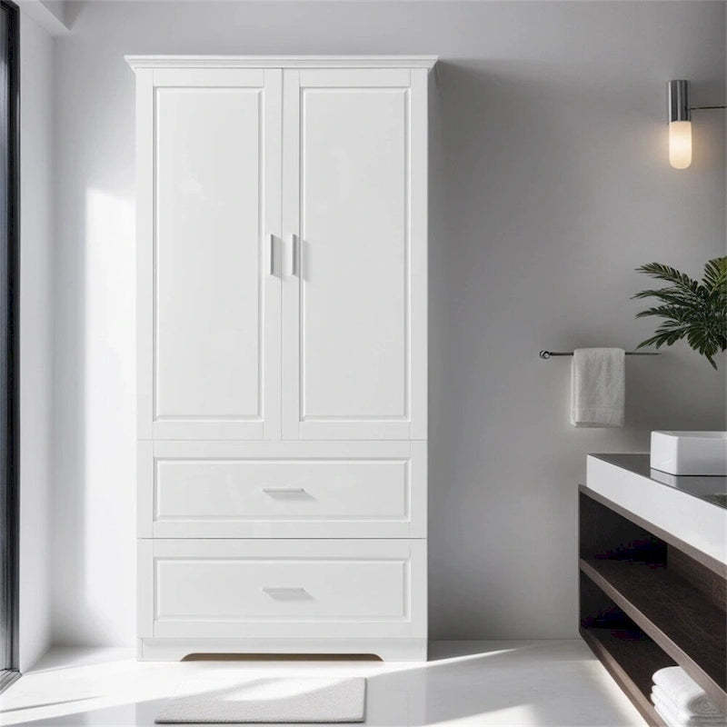Tall Bathroom Storage Cabinet,Cabinet with Two Doors and Drawers