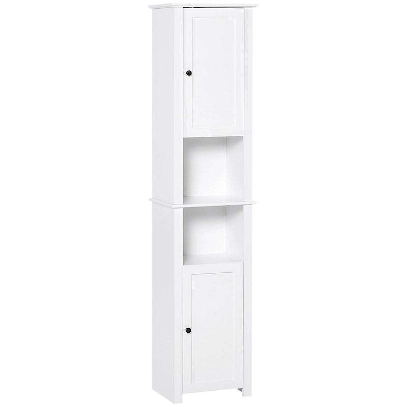 Tall Freestanding Linen Tower with Adjustable Shelf and Cabinets
