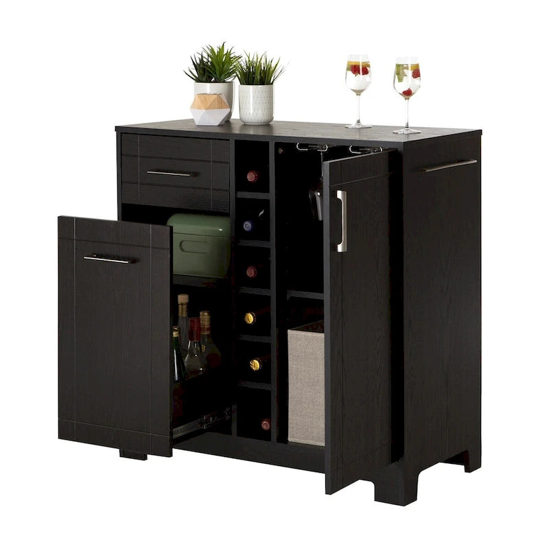 Bar Cabinet with Bottle and Glass Storage