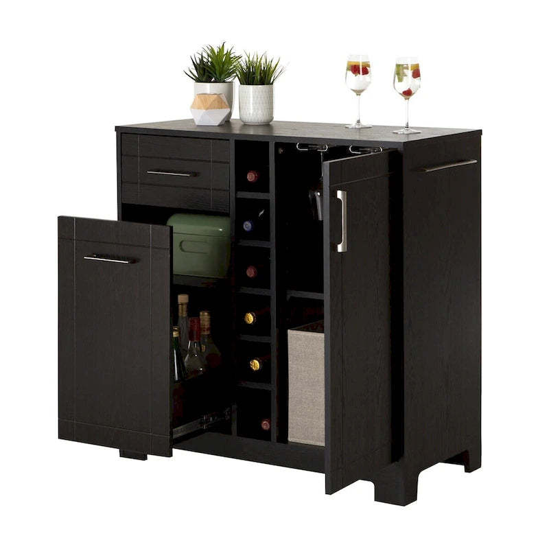 Bar Cabinet with Bottle and Glass Storage