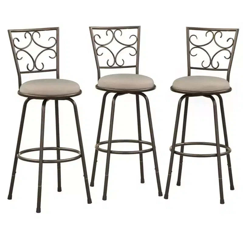 Buylateral Set of 3 Claremont Adjustable Height 24-30" Swivel Barstools Metal
