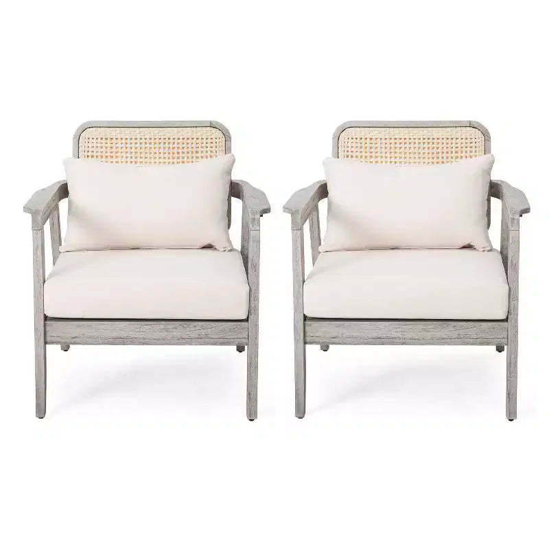 Christopher Knight Home Ursa Outdoor Patio Club Chairs Acacia Wood