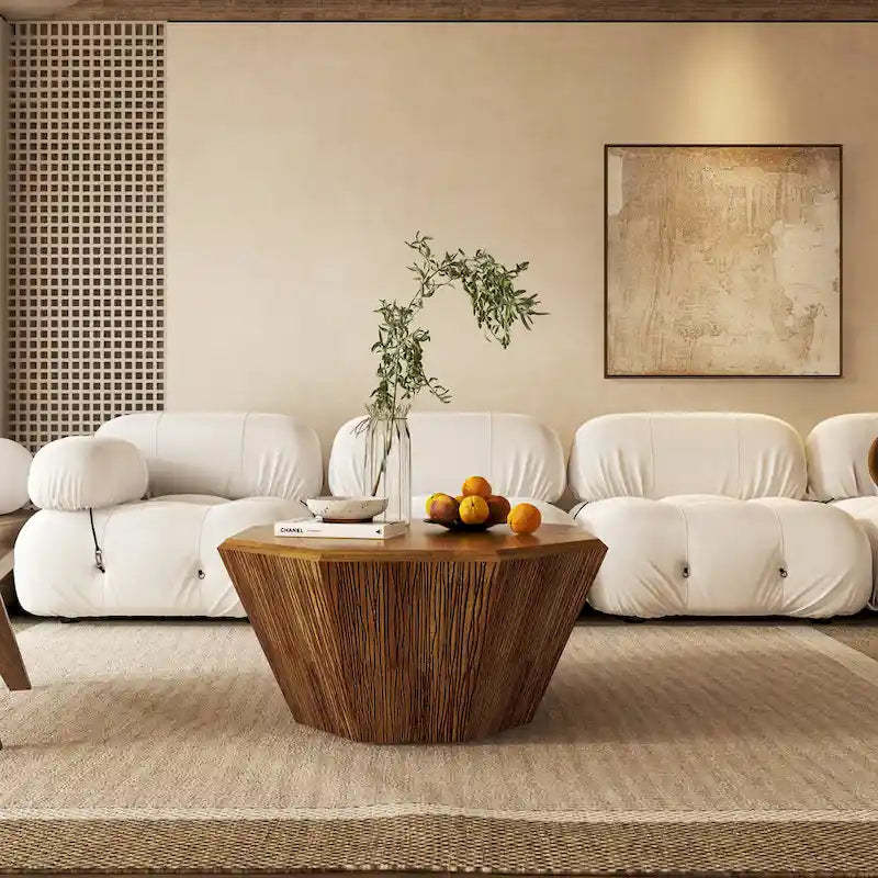 Modern Elegance with Classic Charm,31.5  Octagonal Solid Wood Coffee Table for Living Room Bedroom