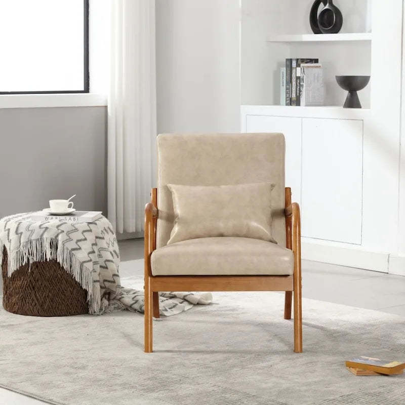 Modern PU Leather Accent Chair with One Pillow