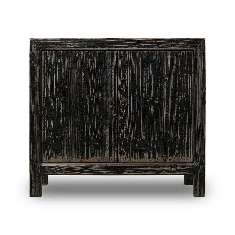 Two Doors Cabient Distressed Black 39x18x35H