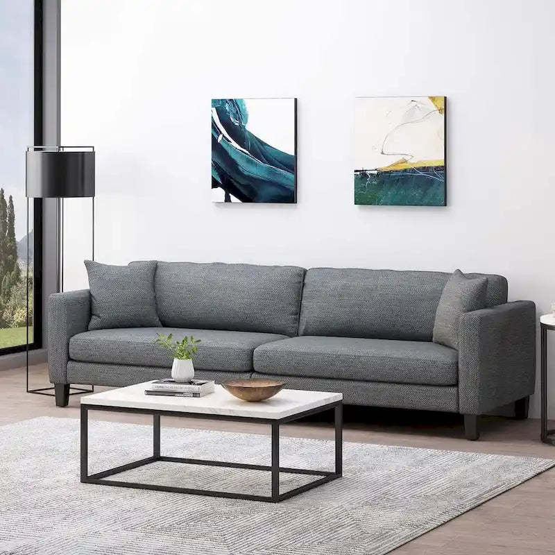 Comfy 3-Seat Sofa with Wooden Legs, Modern Style for Living Room and Study