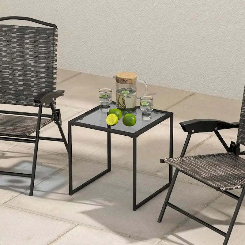 17 Outdoor Garden Patio Side Table Tempered Glass End Coffee Table