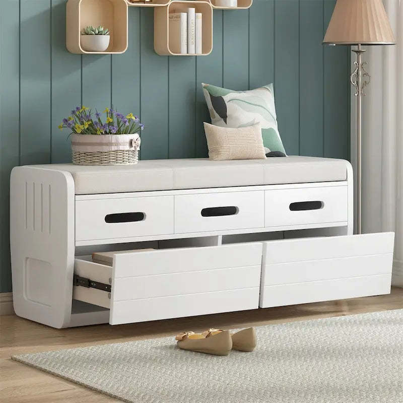 Rustic Storage Bench with 2 Drawers
