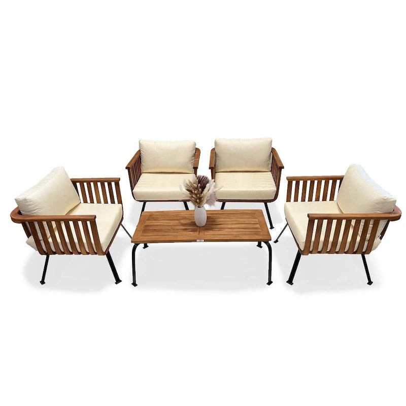 LuXeo Java Teak Deep Bowl Set - 4 Person