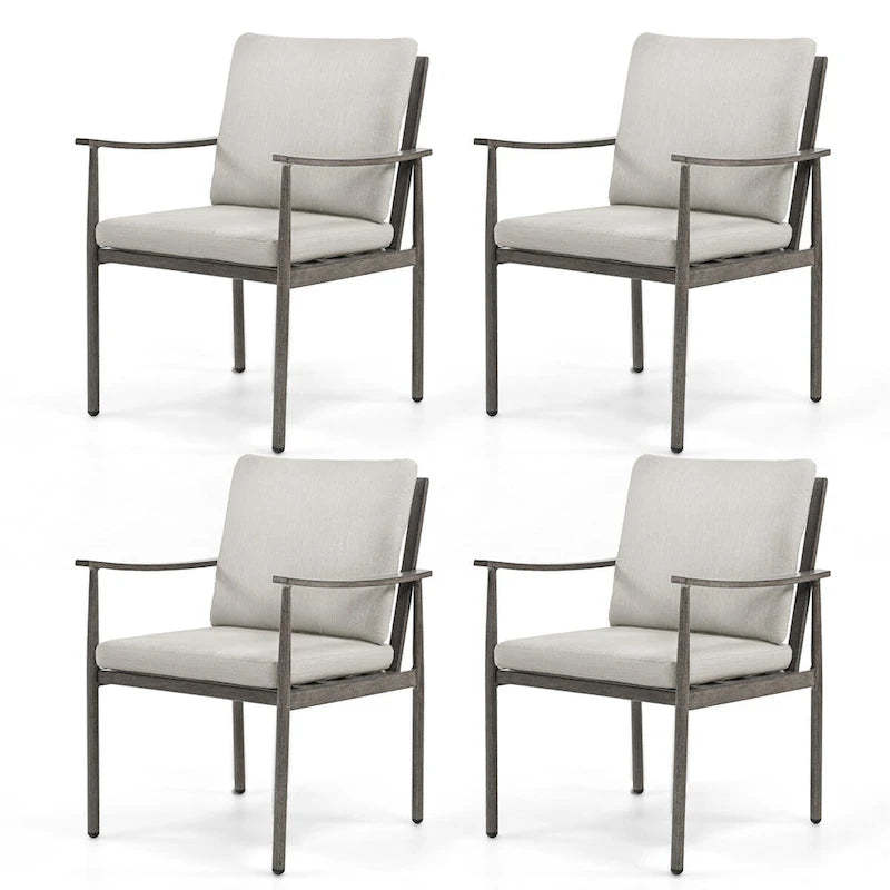 SleekLine 4-Piece Aluminum Patio Dining Chairs with Cushions