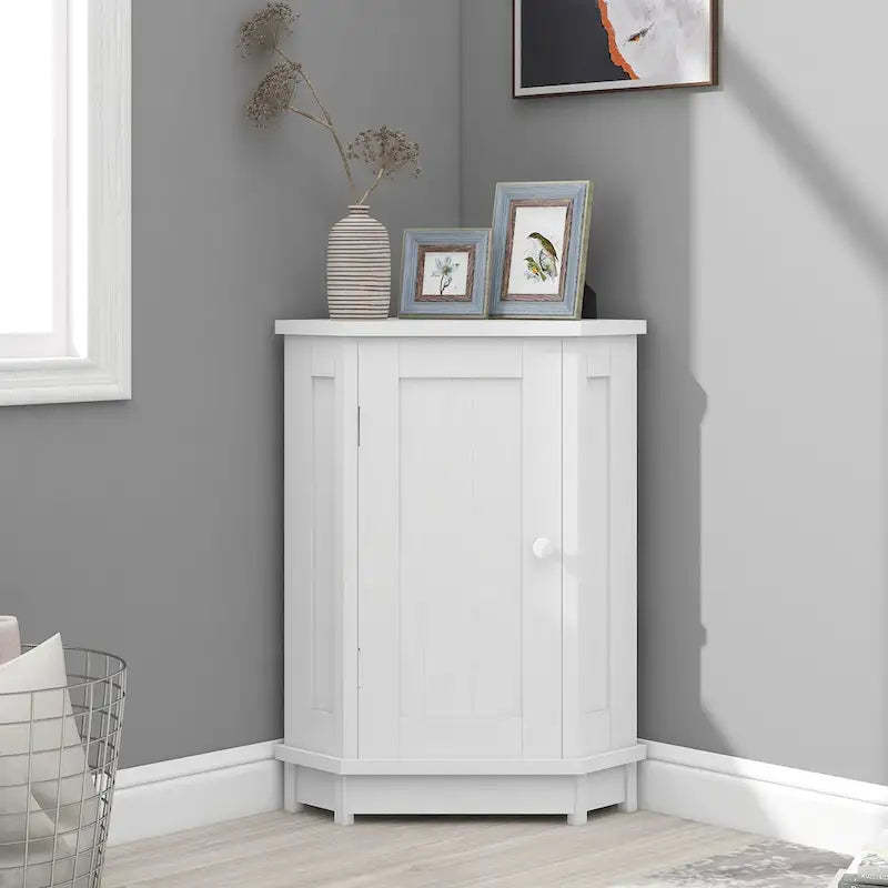 Triangle Corner Storage Cabinet with Adjustable Shelf