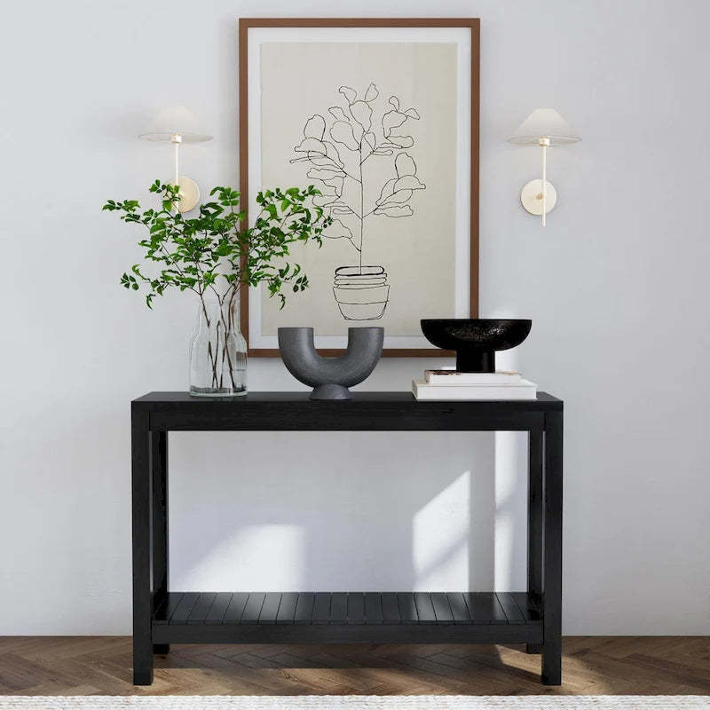 Petter Solid Wood Console Table with Shelf by East at Main