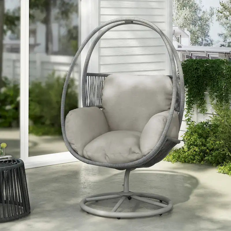 Lina Outdoor Wicker Swivel Egg Basket Chair with Removable Cushion by Christopher Knight Home