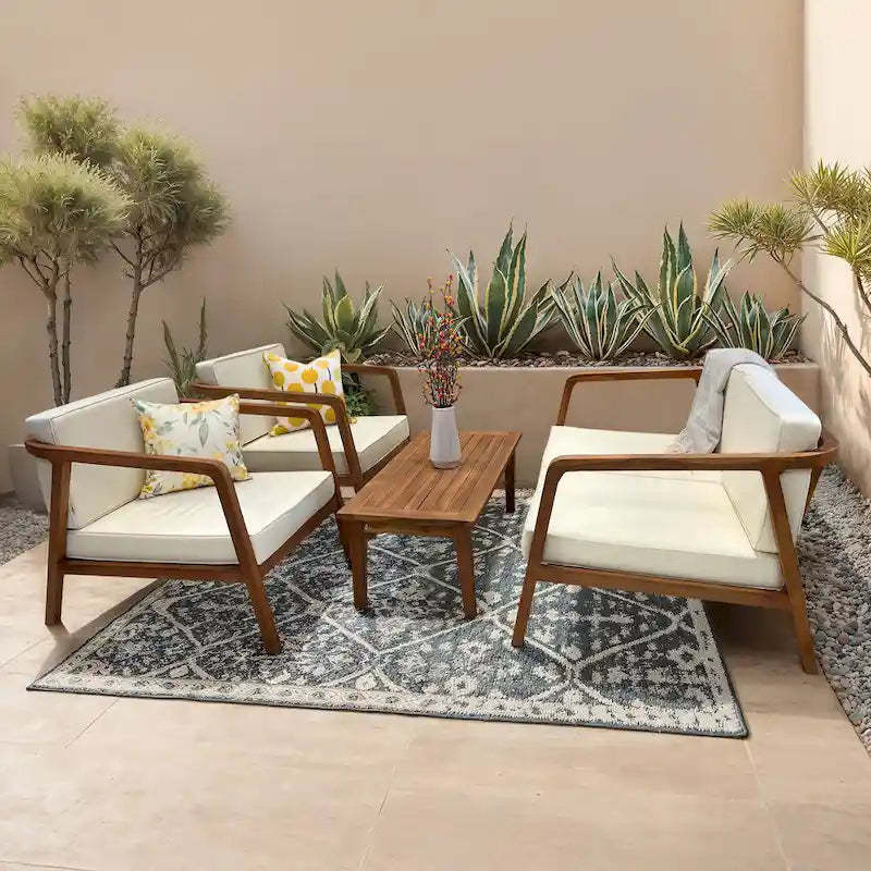 LuXeo Sumatra Teak Deep Seating Set - 4 Person